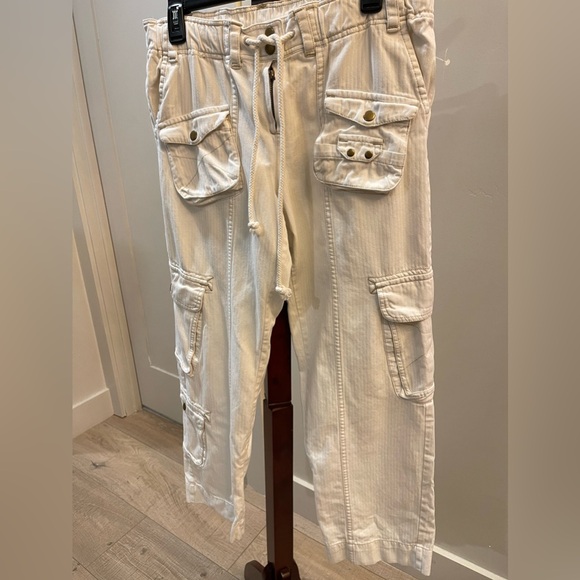 Free People Tahiti Cargo Pants Green Utility Low Rise In Tofu Ivory Size S - Picture 12 of 17